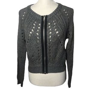 Charlotte Russe grey knit wool blend zip sweater jacket size small